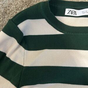 Zara Green and Cream Striped Shirt